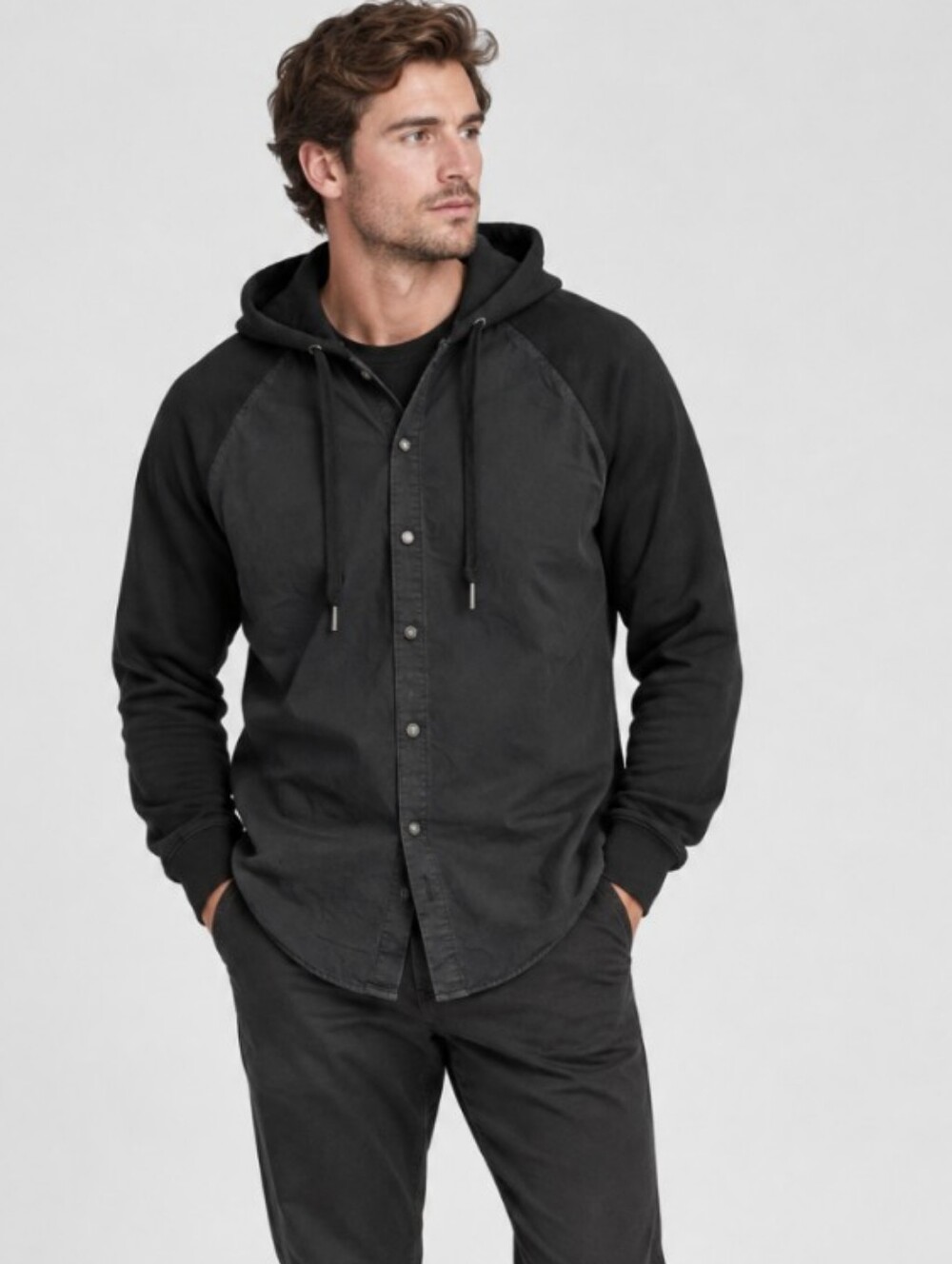 Ksubi Mixed Media Shirt Jacket Hoodie